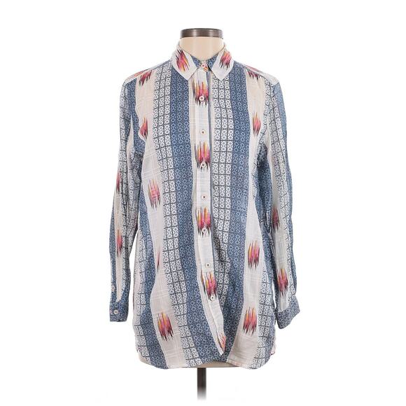 The Territory Ahead Shirt Ikat Print Western Button Down Red White Blue Print S - Picture 1 of 3
